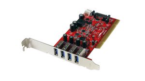 PCI USB-A Adapter Card with SATA and SP4 Power, 4x USB 3.0, PCI