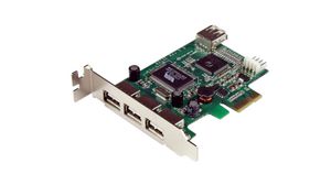 PCI Express-Karte USB-A mit SP4-V-Stromversorgung, 4x USB 2.0, PCI-E x1