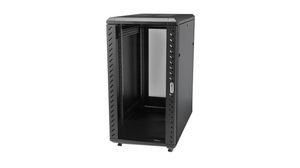19" Mobile Server Rack Cabinet, Adjustable Depth, Floor Standing, 18U, Steel, Black