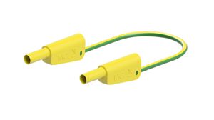 Test Lead, Shrouded, Zinc Copper / Gold-Plated, 250mm, 1kV, 32A, 2.5mm², PVC, Green / Yellow