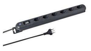 Stopcontact LINEA PLUS 6x CH-socket type J (T13) - CH-stekker type J (T12) Zwart 3m