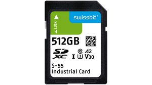 Scheda di memoria industriale, SD, 512GB, 97MB/s, 60MB/s, Nero
