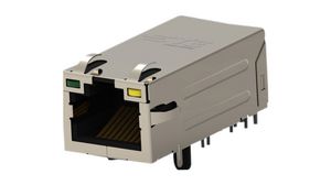Ethernet Jack with Integrated Magnetics, RJ45, CAT5e, 8 Positions, 8 Contacts, Shielded