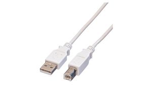 Cable, Wtyk USB A - Wtyk USB B, 3m, USB 2.0, Biały