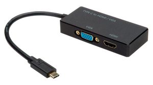 Multi-Port Adapter, USB-C Plug - HDMI Socket / VGA Socket, Black