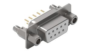 D-Sub Connector with Hex Screw, Socket, DE-9, PCB Pins, White