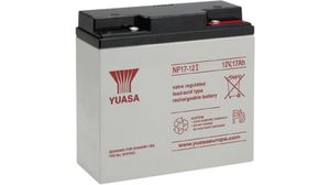 Rechargeable Battery, Lead-Acid, 12V, 17Ah, Screw Terminal, M5