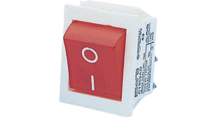 Rocker Switch, 16 A, DPST, 250V, ON-OFF, IP66, Red / White