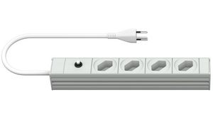 Outlet Strip DI-STRIP® Compact 4x CH Type J (T13) Socket - CH Type J (T12) Plug Light Grey 2.5m
