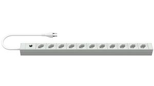 Outlet Strip DI-STRIP® Compact 11x CH Type J (T13) Socket - CH Type J (T12) Plug Light Grey 2.5m