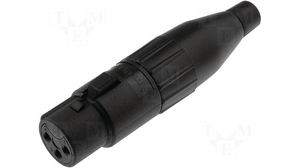 XLR Connector, Socket, Straight, Cable Mount, Poli - 3