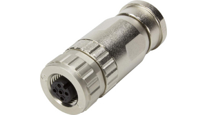 Circular Connector, M12, Socket, Straight, Poles - 8, Screw Terminal, Cable Mount