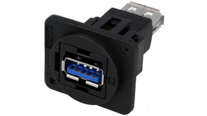 Adapter przelotowy, ramka z tworzywa sztucznego, zwykłe otwory montażowe, Gniazdo USB-A 3.0 - Gniazdo USB-A 3.0