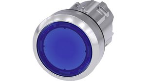 SIRIUS Act Illuminated Push-Button Front Element Metal, Glossy, Blue Momentary Function Flat Pushbutton Blue / Metallic IP66 / IP67 / IP69 / IP69K SIRIUS ACT 3SU1 Series Pushbutton