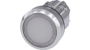 SIRIUS Act Illuminated Push-Button Front Element Metal, Glossy, White Momentary Function Flat Button Metallic / White IP66 / IP67 / IP69 / IP69K SIRIUS ACT 3SU1 Series Pushbutton S