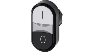 SIRIUS Act Twin Push-Button Front Element Plastic, White / Black Momentary Function Twin Pushbutton Black / White IP66 / IP67 / IP69 / IP69K SIRIUS ACT 3SU1 Series Twin Pushbutton