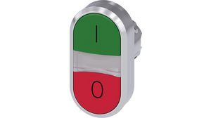 SIRIUS Act Twin Push-Button Front Element Metal, Glossy, Red/Green Momentary Function Flat Twin Pushbutton Green / Red IP66 / IP67 / IP69 / IP69K SIRIUS ACT 3SU1 Series Twin Pushbu