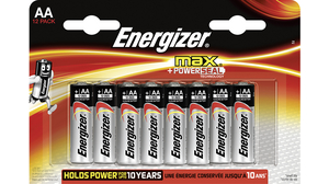 Primary Battery, Alkaline, AA, 1.5V, MAX, 8 ST