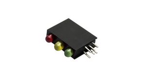 LED dioda pro desku plošných spojů 3mm Zelená, červená, žlutá 80°