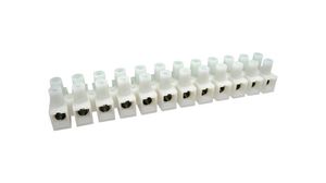 Terminal Strip, White, 65A, 300V, Poles - 12