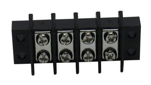 Terminal Strip for Chassis Mounting, Black, 25A, 300V, Poles - 4