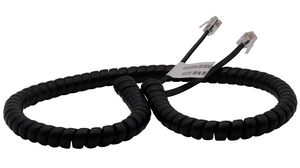 Telephone Modular Cable, RJ12 Plug - RJ12 Plug, Coiled, 1.8m, Black