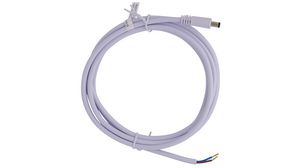 DC Connection Cable, 2.5x5.5x9.5mm Plug - Bare End, Straight, 2m, White
