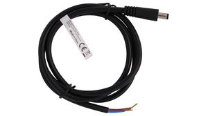 Stejnosměrný propojovací kabel, 2.1x5.5x9.5mm Zástrčka - Neizolované konce, Rovný, 1m, Černá
