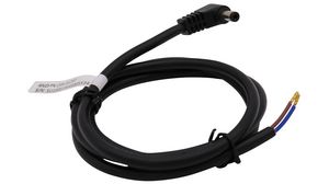 DC Connection Cable, 2.5x5.5x9.5mm Plug - Bare End, Angled, 1m, Black