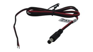Stejnosměrný propojovací kabel, 2.1x5.5x9.5mm Zástrčka - Neizolované konce, Rovný, 1m, Černá/červená