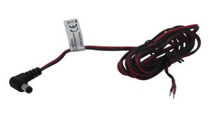 Kabel przyłączeniowy prądu stałego, 2.1x5.5x9.5mm Wtyk - Nieosłonięte końcówki, Kątowy, 2m, Czarny / czerwony
