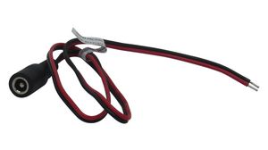 Kabel przyłączeniowy prądu stałego, 2.5x5.5x9.5mm Gniazdo - Nieosłonięte końcówki, Prosty, 500mm, Czarny / czerwony