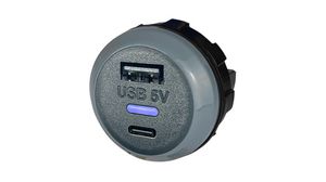 Chargeur, Car, 2x USB-A / USB-C, 3.6A, 13W, Black / Grey