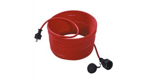Extension Cable IP55 Rubber DE/FR Type F/E (CEE 7/7) Plug - DE Type F (CEE 7/3) Socket 25m Red