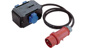 CEE-Adapter mit Kabel 3x CEE - CEE 7/7 Stecker 400V Schwarz / Rot