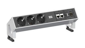 Tisch-Steckdose DESK 2 3x Steckdose Typ F (CEE 7/3) mit Schutzkontakt / HDMI Socket / RJ45 / USB-A Socket - GST18i3 200mm