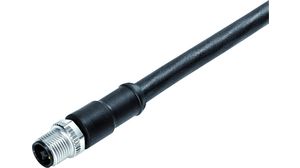 Circular Connector, M12, Plug, Straight, Poles - 4, Overmould Cable, Cable Mount