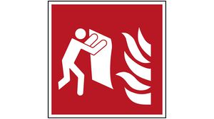 Safety Sign, Fire Blanket, Square, White on Red, Polyester, Safety Condition, 1pcs
