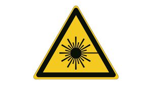 ISO Safety Sign - Warning, Laser Beam, Triangular, Black on Yellow, Vinyl, Warning, 54pcs