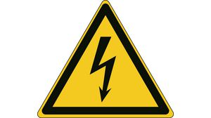 ISO Safety Sign - Warning, Electricity, Triangular, Black on Yellow, Polyester, Warning, 1pcs