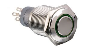 Pushbutton Switch, Vandal Proof, Green, 2CO, IP67, Latching Function