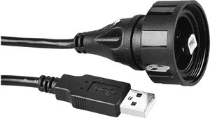 Cable, USB-B Plug - USB-A Plug, 3m, USB 2.0, Black