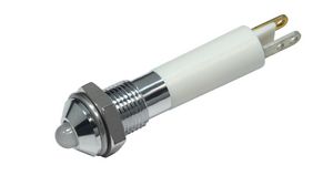 Lysdiodsindikator, Vit, 410mcd, 24V, 6mm, IP67