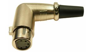 XLR Connector, Socket, Right Angle, Cable Mount, 5 Poles