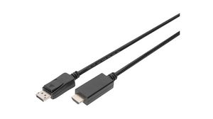 Video Cable, DisplayPort Plug - HDMI Plug 2m