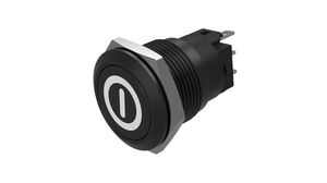 Pushbutton Switch, 1CO, Momentary Function, On / Off Symbol, Black, 19mm