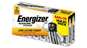Primary Battery, Alkaline, AAA, 1.5V, Power, Pack of 16 pieces