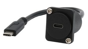 Genomföringsadapter, D-typ, 200mm, USB 3.2 C-uttag - USB 3.2 C-kontakt