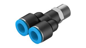 Y-Fitting, Compressed Air, Brass, 60.6mm, R3/8", Male Thread