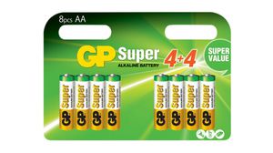 Primary Battery, Alkaline, AA, 1.5V, Super, Pack of 8 pieces